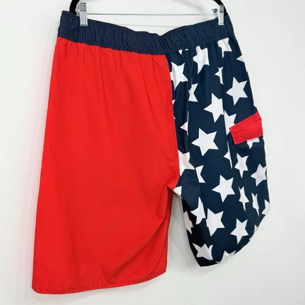 Meijer Red White Blue Starry Unlined Patriotic Board Americana Swim Shorts